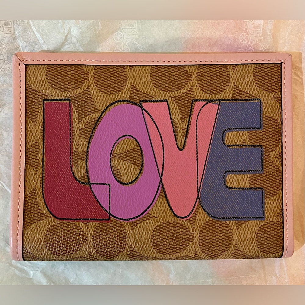 Coach Passport Case In Signature Canvas With Love Print. (Style No. 89556)